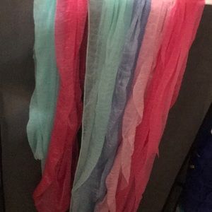Thin, see through, pastel colored scarves/belts